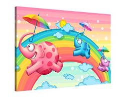 Picanova – Rainbow Elephants 60x40cm – Premium Leinwanddruck – Kunstdruck Auf 2cm Holz-Keilrahmen Für Schlaf- Und Kinderzimmer – Kinder Kollektion Von TooshToosh