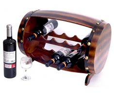Vintiquewise QI003344 Weinregal aus Holz, Fassform, für 10 Flaschen