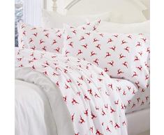 Tolles Bay Home Extra weiche 100% Baumwolle Flanell-Bettlaken-Set. Warm, Cozy, leicht, Winter Bettwäsche. Belle Collection Queen Rentier