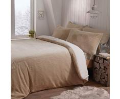 Sleepdown 5056242740247 Wendebettwäsche aus Teddy-Fleece mit Waffelmuster – Natur – King-Size-Bett