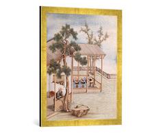 Gerahmtes Bild von 18. Jahrhundert China: Rollen der Teeblätter / 18. Jh, Kunstdruck im hochwertigen handgefertigten Bilder-Rahmen, 50x70 cm, Gold Raya