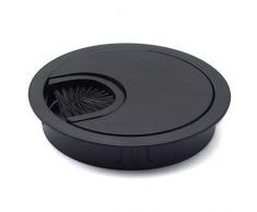 HJ Garden Metall-Tischdurchführungen mit Bürste für das Managen und Verstecken von Drahtkabel-Öffnungen für Büro, PC, Schreibtisch, Kabel-Organizer, Zinklegierung schwarz