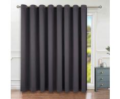 BGment Sichtschutz Verdunkelungsvorhänge für Schiebetür Glastür Ösen Thermoisoliert Verdunkelung Raumteiler Vorhang für Wohnzimmer 1 Panel 15ft W x 8ft L dunkelgrau