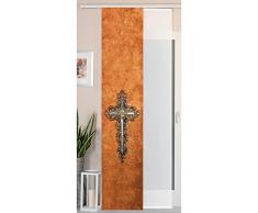 Gardinenbox 2er Set Schiebegardine Flächenvorhang Wildseide Optik und Voile Paneel, 245x45, Kreuz, 80400