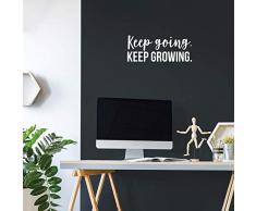 Vinyl-Wandaufkleber - Keep Going Keep Growing - 22,9 x 55,9 cm - Trendy Motivational Zitat Aufkleber für Zuhause, Schlafzimmer, Jugendzimmer, Wohnzimmer, Schrank, Büro, Dekoration 9 x 22 weiß