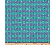 Fabri-Quilt Paintbrush Studios Night of The Nutcracker Checkerboard Teal Purple Fabric Stoff, Textil, by Yard