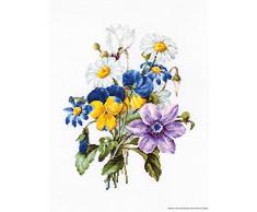 Luca-S B2348 Blumenstrauß mit Kamillen Kreuzstichset, Baumwolle, mehrfarbig, 19x24,5cm