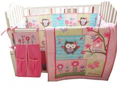 WINLIFE 7-teiliges Bettwäsche-Set für Babybett, Motiv Cartoon-Tiere, Spannbettlaken, Spannbettlaken Modern Blumen