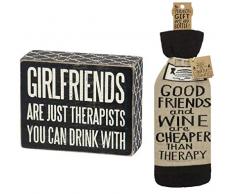 Primitives by Kathy 2 Girlfriends Deko-Set für Flaschenhülle und Schachtel