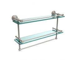 Allied Messing dt-2tb/22-gal-sn 22 Galerie Doppel Glas Regal mit Handtuchhalter Bar, Satin Nickel