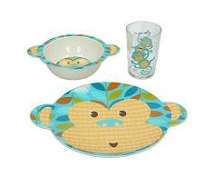 3 tlg. Kindergeschirr BOOBY, bestehend aus einer großen Müslischale, einem Teller und einem Glas 200 ml. Volumen, von Tognana