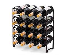 Simple Trending Weinregal, 4-stöckig, stapelbar, Stand-Flaschenhalter, Weinregal, Handtuchhalter für Küche, Speisekammer, für 16 Flaschen, Bronze