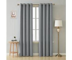 Deconovo Weich Leinen Ösen Thermoisoliert Verdunkelung Fenster Vorhang Panel für Wohnzimmer 132,1 x 91,9 cm Schwarz