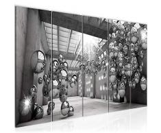 Bilder 3D Kugeln Wandbild 200 x 80 cm Vlies - Leinwand Bild XXL Format Wandbilder Wohnzimmer Wohnung Deko Kunstdrucke Grau 5 Teilig - MADE IN GERMANY - Fertig zum Aufhängen 506355c