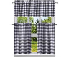 Homemaison Küchen-Vorhang und-Etagen, kariert, Navy, 58x15