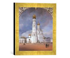 Gerahmtes Bild von Johann Philipp Eduard Gaertner Panorama des Kreml, Kunstdruck im hochwertigen handgefertigten Bilder-Rahmen, 30x30 cm, Gold Raya