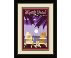 Northwest Art Mall jk-5721 fgdm ADRW Myrtle Beach, South Carolina Adirondack Stühle Segelboot gerahmtes Wandbild Art von Künstler Joanne Kollman, 40,6 x 55,9 cm