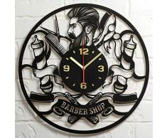 Barbershop Große Holz-Wanduhr 40,6 cm Friseur-Uhr Friseur-Uhr Friseur-Uhr Friseur-Geschenk für Frauen Männer Friseursalon Retro Vintage Old Barber Shop Wand-Dekorationen Uhr Geschenk schwarz