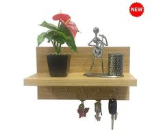 A10SHOP Omega 6 Schlüsselhalter aus Holz mit Wandablage für Dekorationsgegenstände Standard eiche