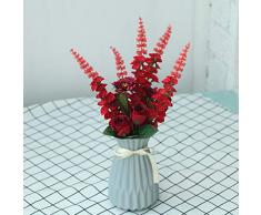 Devalook Künstliche Kunstpflanzen, Blumenstrauß inklusive Dekoration für Tisch Zuhause Büro Hochzeit Pattern-6 rot