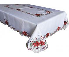 Granddeco Platzdeckchen / Tischläufer für Weihnachten, mit Blumenmuster, bestickt, Weihnachtsblume, Kommode, Kreuzstich, für Zuhause, Essen, Weihnachten, Tischdekoration Runner 13x34 Christmas Flower-1