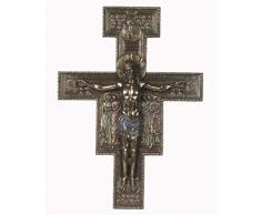 Unbekannt 40,3 cm San Damiano Kruzifix, dekorative Wandtafel, Bronze Farbe