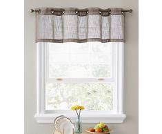 HLC.ME Vorhang aus Leinen, strukturiert, halbtransparent, dick, halb-kurz, Ösenvorhang, für kleine Fenster, Küche und Badezimmer Modern Taupe