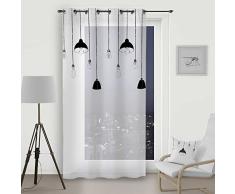 Soleil d Ocre Ösenvorhang Lampen 140 x 260, Polyester, Weiß, 140 x 260 cm
