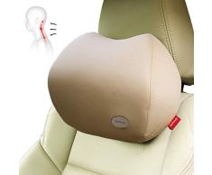 Jiazhenep Nackenstützkissen für Nackenschmerzen beim Fahren, verstellbares Kopfstützenkissen, 100% Reiner Memory-Schaum und waschbarer Bezug. beige