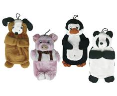 Excelsa Peanuts Wärmflasche im Plüschtier, Material Kunststoff, Modelle Sortiert: Panda, Pinguin, Schwein, Hund, 35 x 17 x 3,5 cm, 1 Stück