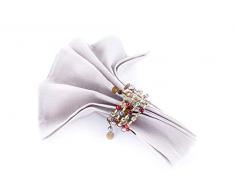 Legendarte Serviettenhalter Beaded Red/Multi/Gold - 4 Stück