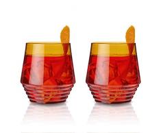Viski 9567 Deco Cocktail-Alkoholbecher, Barzubehör und Collins-Glas, bernsteinfarben, 2 Stück