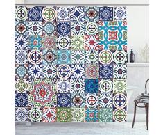 ambesonne Paisley Decor Kollektion, traditionellen Persischen Textil Muster und Tulip Floral Aquarellzeichnung Effekt, Badezimmer Dusche Vorhang, Multi 8, 69 W By 70 L