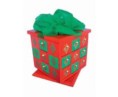 MusicBox Kingdom Musicbox Kingdom-53074 Adventskalender Bogen aus Holz mit 24 Fächern zum Befüllen mit Süßigkeiten Melodie We Wish You a Merry Christmas, Mehrfarbig