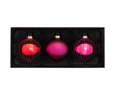 WeRChristmas Glaskugeln, Red/Purple, 3-Piece