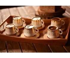bambum B0174 ottoman-6 Personen Kaffee-Set Gold, Braun