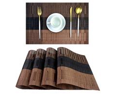 Pigchcy Platzsets, waschbar, Vinyl, gewebt, elegant, Tischsets für Esstisch, 4 Stück, 45,7 x 30,5 cm, Marineblau Set of 4 Bamboo1:Brown