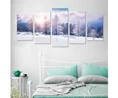 CHengQiSM Wandsticker Kunst Gemälde Schnee Wandaufkleber Wandaufkleber Wandaufkleber Wandaufkleber Landschaftsbild Selbstklebende Tapeten Abziehen und Aufkleben Poster ablösbar Home Decor für Schlafzimmer 5 Stück