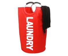 Amelitory Großer Wäschekorb faltbar Wäschesammler faltbar Kleidertasche Wasserdicht rot