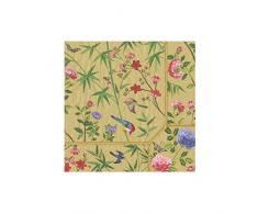 Caspari Chinese Wallpaper erhalten mit Servietten Stoff/Papier Gold, Stoff, Gold, 12.5x12.5x0.02 cm