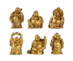 Lachende Buddha-Figuren aus Messing, 5,1 cm, 6 Stück