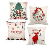 Coobbar 4 Weihnachtsschmuck Kissen Fall für Home Santa Clause Weihnachten Dekorativer Überwurf-Kissenbezug Generic Weihnachtsmotiv