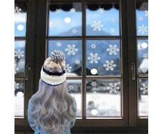ExquiFirm Fenster-Dekoration, weiße Schneeflocken, elektrostatisch, ablösbar, wiederverwendbar, Dekorationen für Weihnachten (6 Blatt)