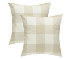 uxcell Buffalo Karo Überwurf Kissenbezug Baumwolle Leinen Klassisch Retro Bauernhaus Dekorative quadratische Kissenbezüge für Sofa Schlafzimmer Auto 2 Packs/22 x22#11