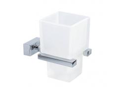 Baño Diseño Lineas Zahnputzbecher, Wandmontage, Glas, Edelstahl, glänzend verchromt