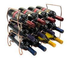 Sorbus Weinregal, 3-stöckig, stapelbar, rund, klassischer Stil, für Flaschen, perfekt für Bar, Weinkeller, Keller, Schrank, Speisekammer, etc. – für 12 Flaschen, Metall 8 L x 3.75 W x 8 H Round Silver