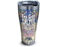 Tervis 1346915 Margaritaville Salz in My Veins Isolierbecher aus Edelstahl, mit Deckel aus klarem und schwarzem Hammer, ca. 300 ml, silberfarben