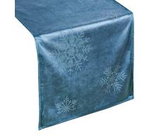 Eurofirany Tischdecke Tischläufer Tischdekoration Tischband Tischtuch Weihnachten Christmas Tischdeko, Marineblau, 40x140cm