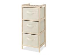 Whitmor Holztruhe mit 3 Schubladen – kompaktes Design – herausziehbare Stoffkörbe – natürliches Kiefernholz