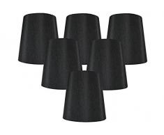 Meriville Lampenschirm für Kronleuchter, 10 x 13 x 13 cm, zum Anklippen, Kunstseide, Schwarz, 6er-Set